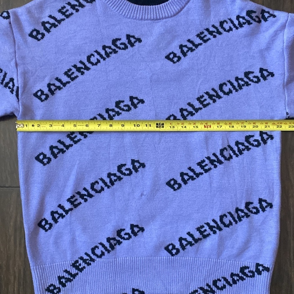 Balenciaga Purple Knit Sweater with Black Allover Logo in Size large - Picture 13 of 15